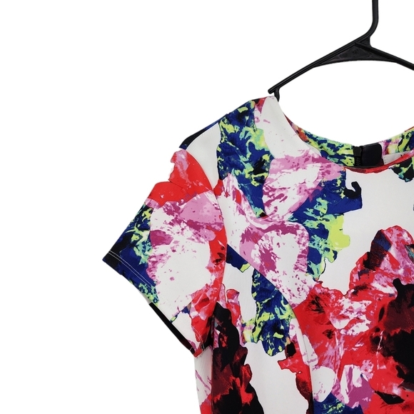 Milly For Design Nation Women's Rosabella Floral Short Sleeve Skater Dress - 12 - Picture 2 of 7